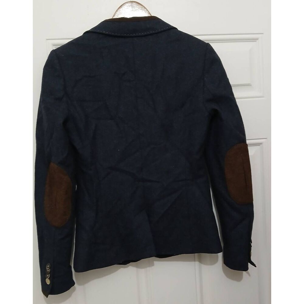 Ted baker womens US size 4 blazer blue 100% wool brown elbow patchwork - Picture 5 of 9